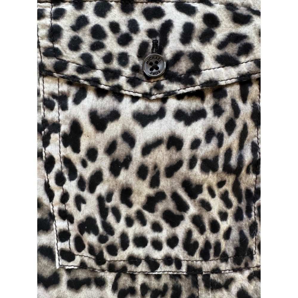 Michael‎ Kors Leopard Print Button Shirt L Tailored Safari Blouse Animal Print - Picture 5 of 7